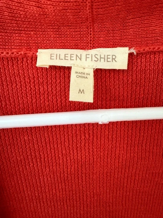 Eileen Fisher 100% linen orange open front cardigan large size medium - Picture 4 of 7